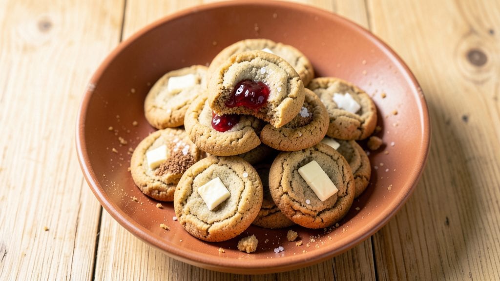 Old-Fashioned Jam-Jam Cookies Recipe: Molten Caramel Hearts With Pressed Oat Crowns